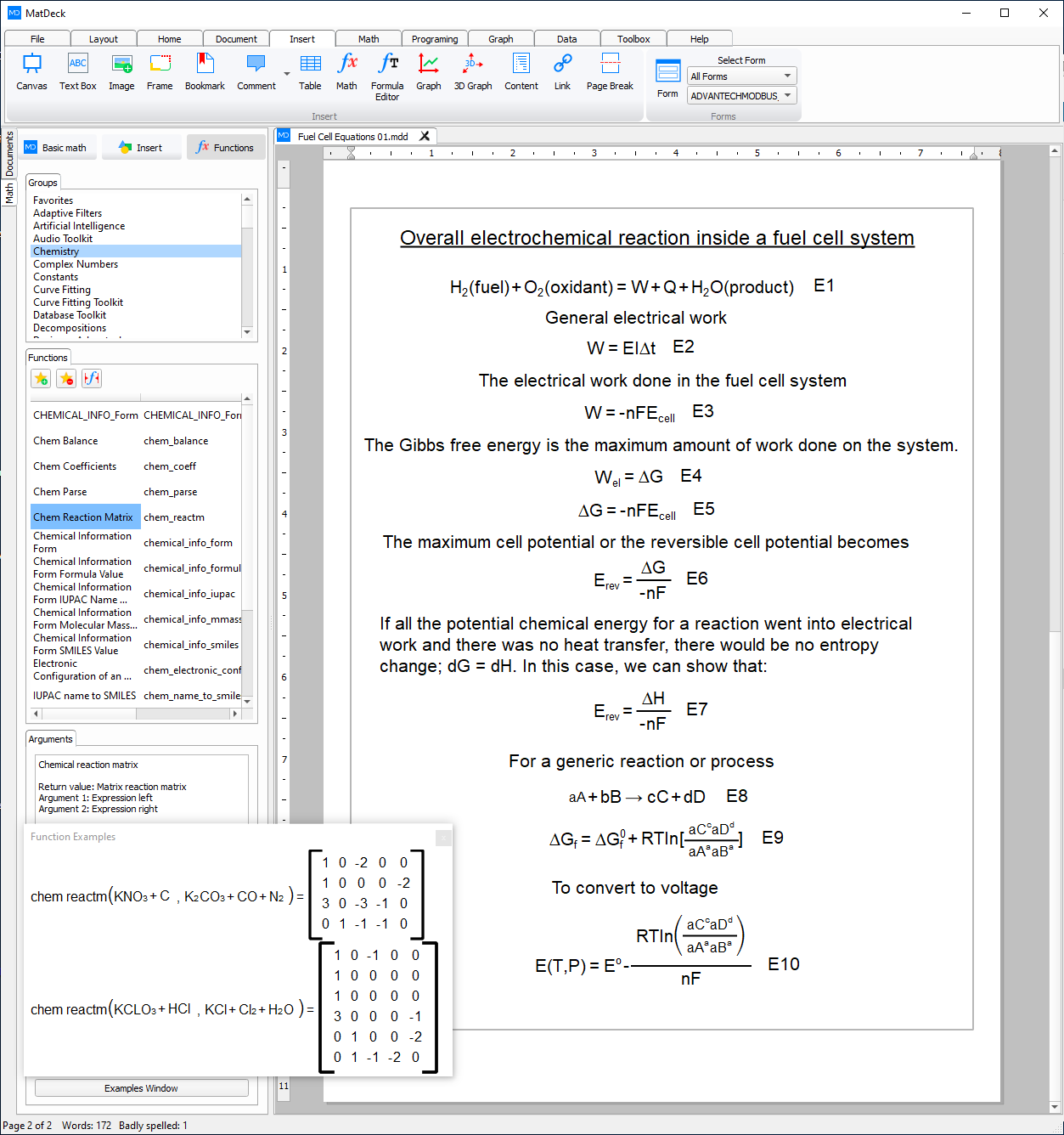 chemical example fuel cell